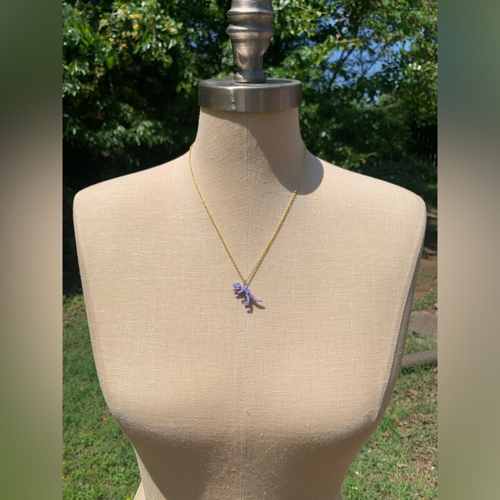 NWT Sterling Silver Plated Chain & Dinosaur 
Alloy Metal Charm Necklace - Picture 2 of 8